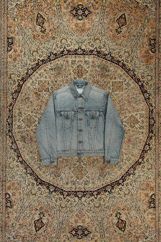 Women's moto jackets with a lace - up front for a unique and stylish touchFADED DENIM JACKET TYPE3 (FADED INDIGO) Women's moto jackets with a lace - up front for a unique and stylish touchFADED DENIM JACKET TYPE3 (FADED INDIGO)