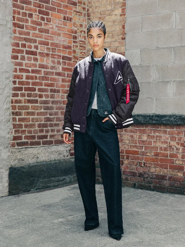 Women's military - style jackets with epaulets for a tough and fashionable appearanceMA-1 WOOL VARSITY JACKET W Women's military - style jackets with epaulets for a tough and fashionable appearanceMA-1 WOOL VARSITY JACKET W