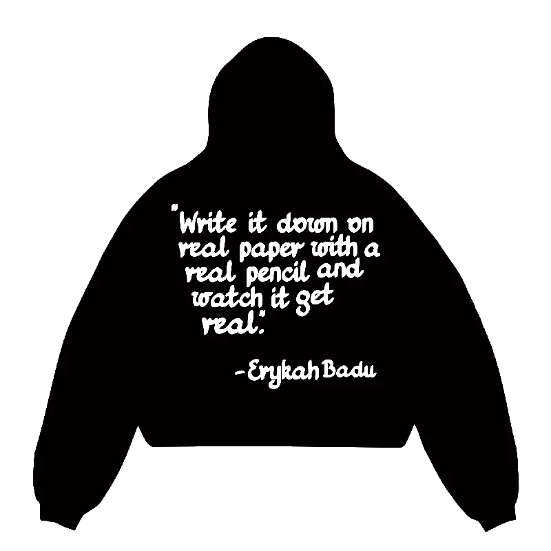 Women's long - sleeve cropped sweatshirt with ribbed cuffs for a snug fitWhat Will You Badu Hood - Black