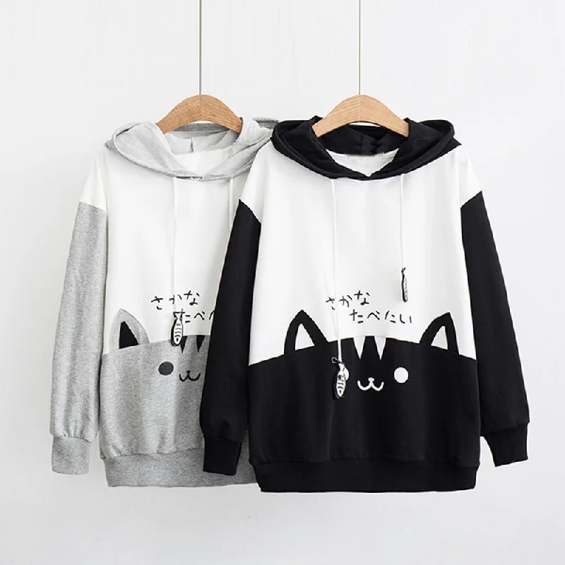 Women's zip - up sweatshirt in pastel blue for a soft and stylish outfitWhiskers and Fins: Harajuku Japanese Style Cat Fish Drawstring Hoodie - Dive into Cute Comfort! ?? Women's zip - up sweatshirt in pastel blue for a soft and stylish outfitWhiskers and Fins: Harajuku Japanese Style Cat Fish Drawstring Hoodie - Dive into Cute Comfort! ??