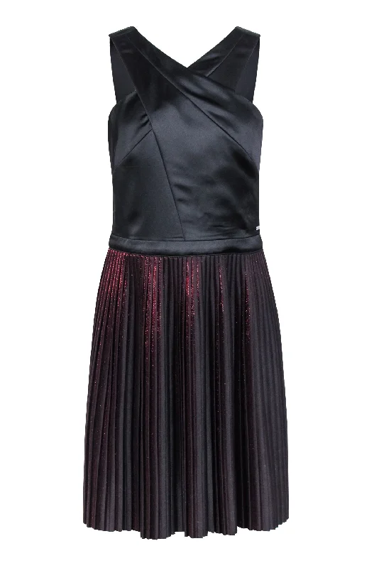 Plus Size Women Dress with a Flattering A - Line Cut for Comfort and Style Plus Size Women Dress with a Flattering A - Line Cut for Comfort and Style Armani Exchange - Black & Metallic Red Pleated Dress Sz 6
