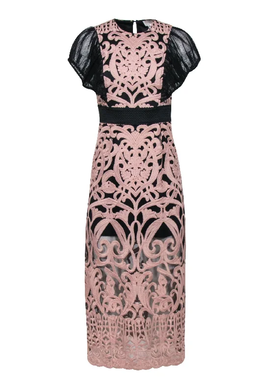 Wrap - Style Women Dress with Adjustable Fit for All Body Types Wrap - Style Women Dress with Adjustable Fit for All Body Types Foxiedox - Black w/ Blush Embroidered Over Lay & Flutter Sleeves Dress Sz S Wrap - Style Women Dress with Adjustable Fit for All Body Types Wrap - Style Women Dress with Adjustable Fit for All Body Types Foxiedox - Black w/ Blush Embroidered Over Lay & Flutter Sleeves Dress Sz S