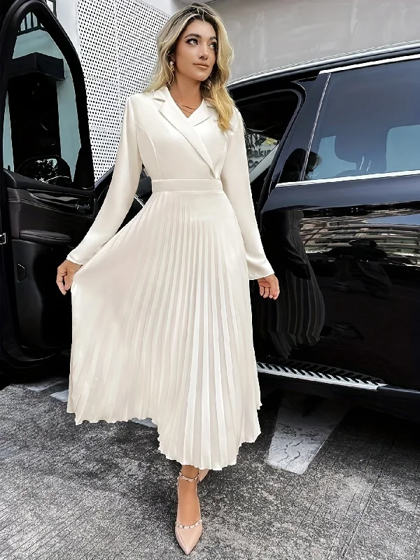 Mermaid - Style Women Dress with a Fitted Silhouette for Special Occasions Mermaid - Style Women Dress with a Fitted Silhouette for Special Occasions Sixsr Surplice Neck Pleated Dress, Elegant Solid Long Sleeve Maxi Dress, Women's Clothing