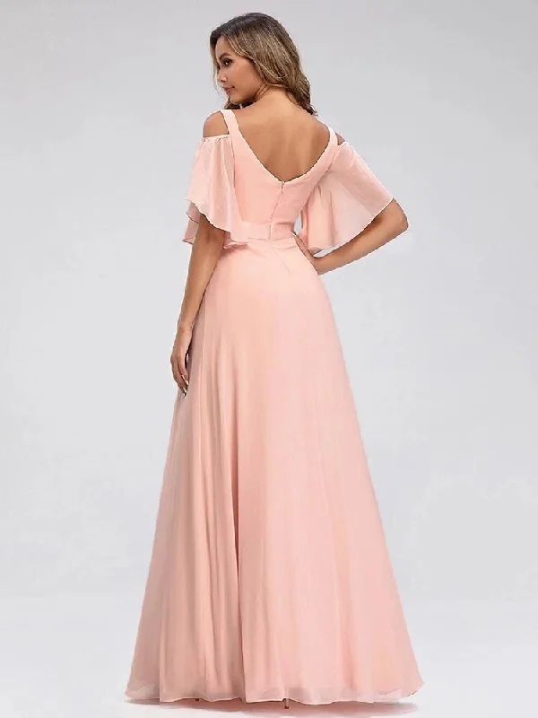 FashionSierra - Ever Pretty LongCold Shoulder Chiffon Prom Dresses