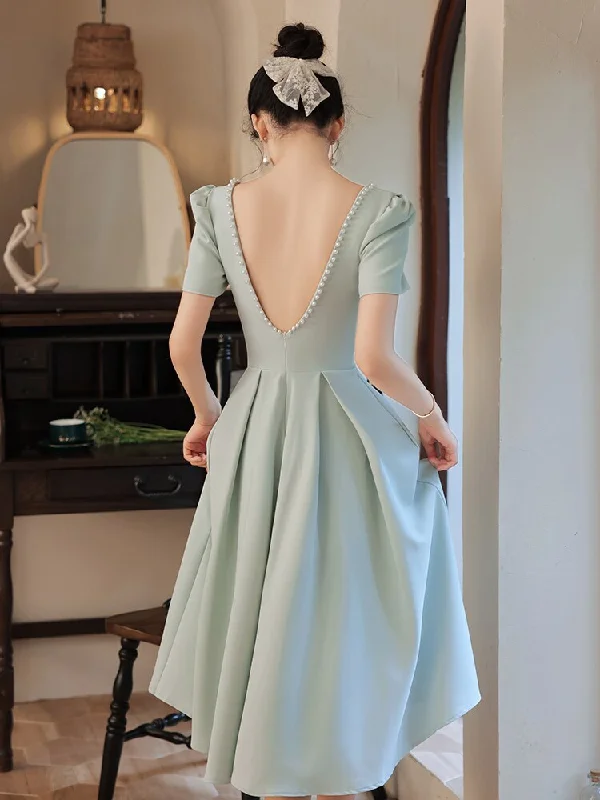 FashionSierra - Vintage Square Collar A-Line Prom Dress