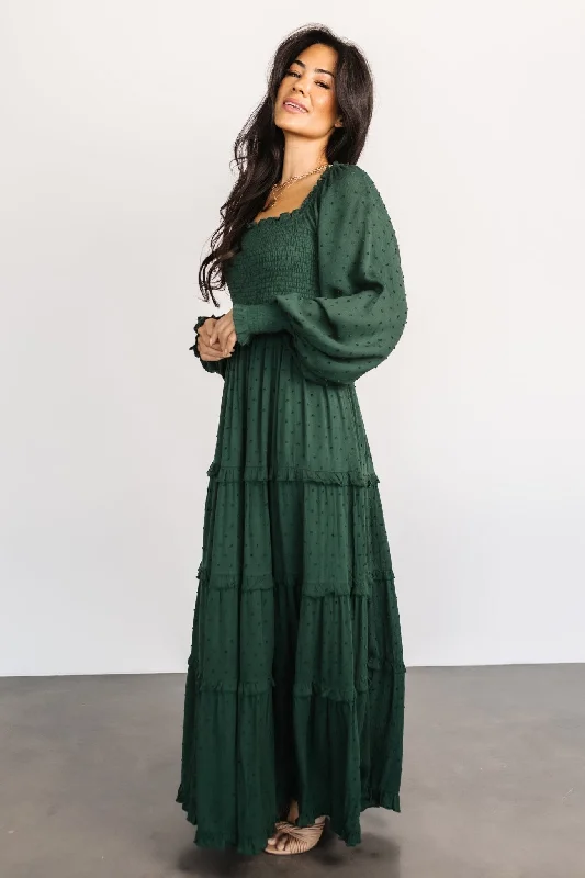 Maxi dresses with pocket details for added functionalityAmanda Smocked Dotted Maxi Dress | Evergreen Maxi dresses with pocket details for added functionalityAmanda Smocked Dotted Maxi Dress | Evergreen