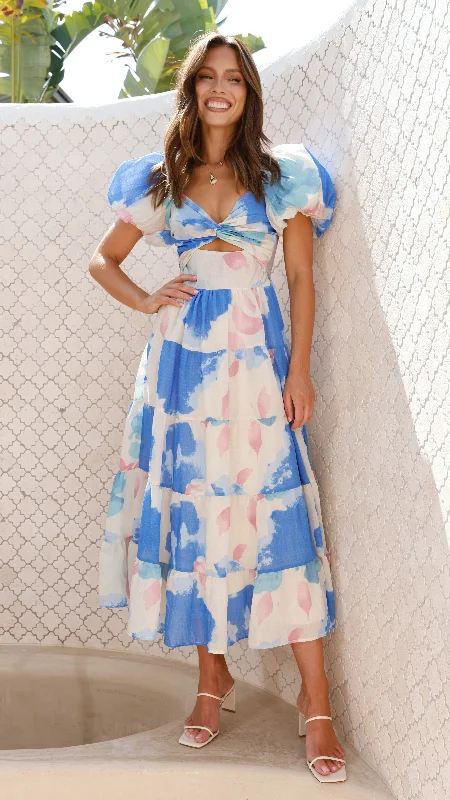 Maxi dresses with cold - shoulder cutouts for a trendy lookCoral Maxi Dress - Blue Floral Maxi dresses with cold - shoulder cutouts for a trendy lookCoral Maxi Dress - Blue Floral