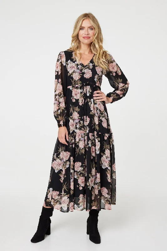 Sheer maxi dresses with lace overlays for a romantic touchFloral Semi Sheer Empire Waist Midi Dress Sheer maxi dresses with lace overlays for a romantic touchFloral Semi Sheer Empire Waist Midi Dress