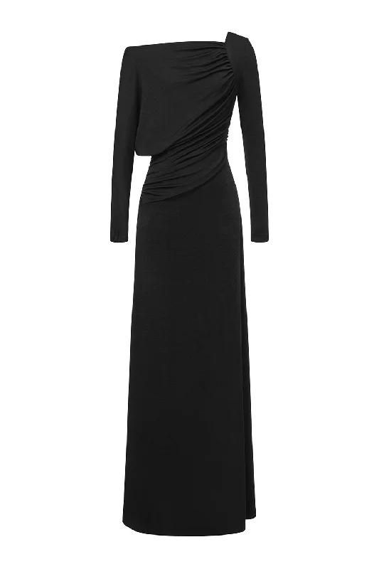 Ruffled maxi dresses with a tiered skirt for added volumeDaphne A-line Gathered Spandex Floor Length Dress Ruffled maxi dresses with a tiered skirt for added volumeDaphne A-line Gathered Spandex Floor Length Dress