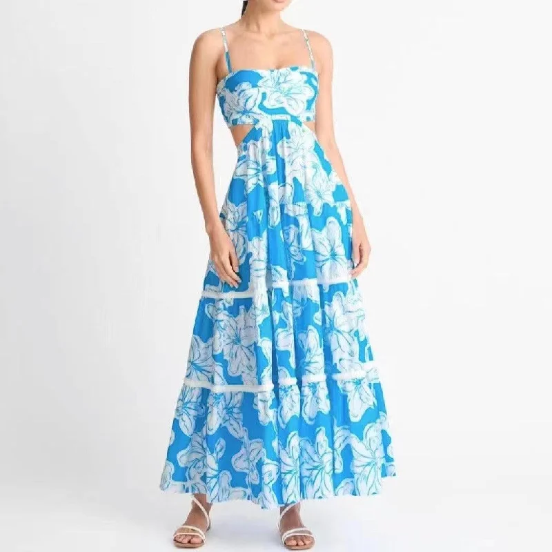 Maxi dresses with a gathered skirt for a voluminous and dramatic effectKittenAlarm - Diane Spaghetti Strap Hollow Out Aloha Print Maxi Dress Maxi dresses with a gathered skirt for a voluminous and dramatic effectKittenAlarm - Diane Spaghetti Strap Hollow Out Aloha Print Maxi Dress
