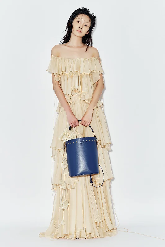 Leather maxi dresses for an edgy and bold appearanceGelsemium Layered Ruffled Chiffon Floor Length Dress Leather maxi dresses for an edgy and bold appearanceGelsemium Layered Ruffled Chiffon Floor Length Dress