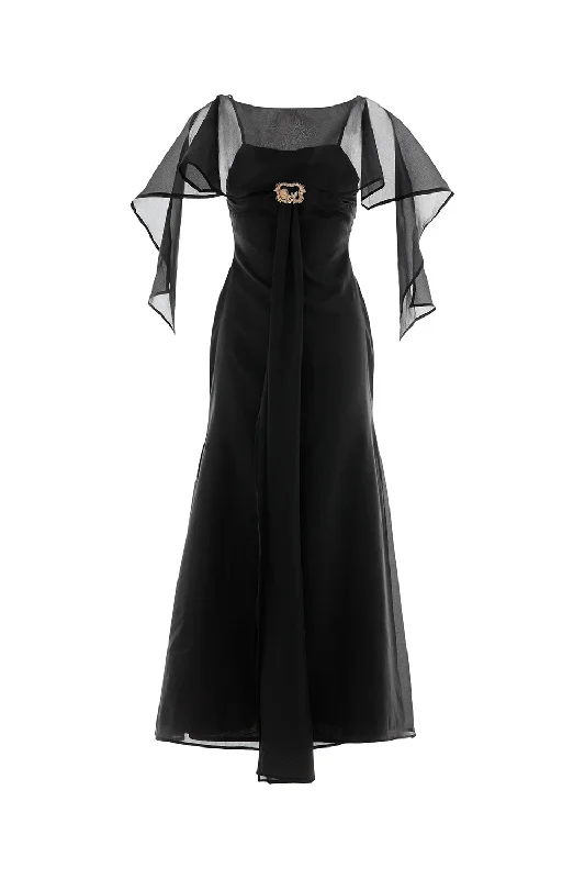 Maxi dresses with embroidered floral motifs for a unique designHades A-line V-Neck Silk Ankle Length Dress Maxi dresses with embroidered floral motifs for a unique designHades A-line V-Neck Silk Ankle Length Dress