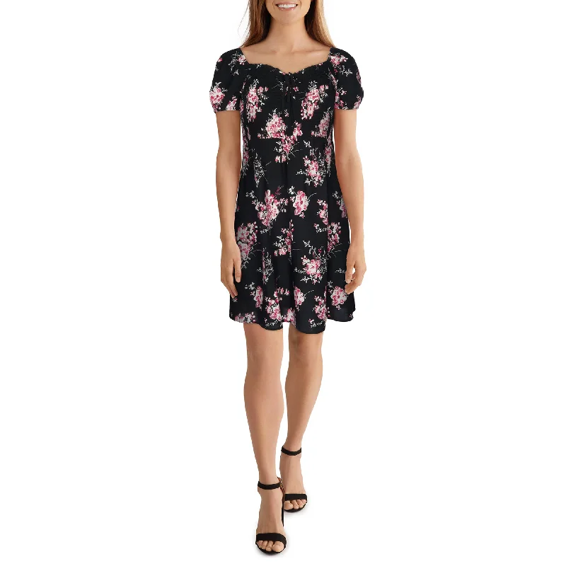 lily morgan Women's Trendsetters Floral Print Cap Sleeve Dress