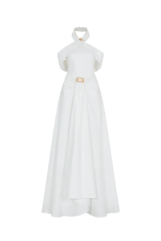 Maxi dresses with a paisley print for a classic and elegant styleMemphis A-line Halter Neck Taffeta Floor Length Dress Maxi dresses with a paisley print for a classic and elegant styleMemphis A-line Halter Neck Taffeta Floor Length Dress