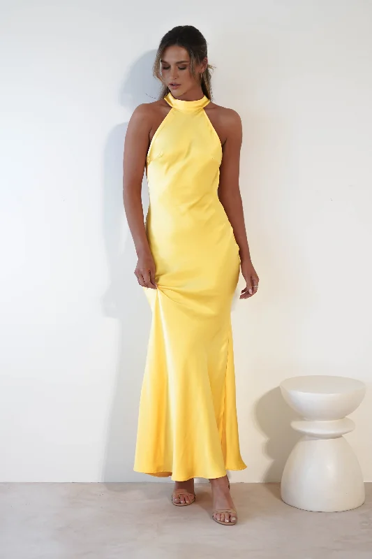 Maxi dresses with a keyhole back for a sexy detailNatalia Soft Satin Maxi Dress | Bright Yellow Maxi dresses with a keyhole back for a sexy detailNatalia Soft Satin Maxi Dress | Bright Yellow
