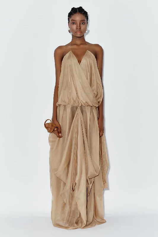 Strapless maxi dresses for a beachside vacationOcean Blouson Draped Chiffon Maxi Dress Strapless maxi dresses for a beachside vacationOcean Blouson Draped Chiffon Maxi Dress