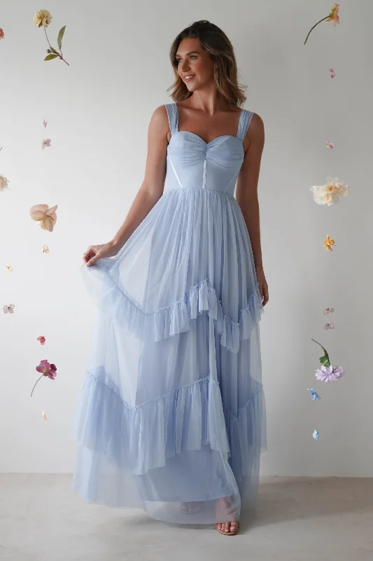 Maxi dresses with a ruched bodice for a more form - fitting and feminine shapePalama Shimmer Tulle Maxi Dress | Blue Maxi dresses with a ruched bodice for a more form - fitting and feminine shapePalama Shimmer Tulle Maxi Dress | Blue