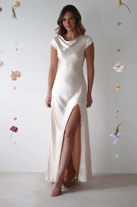 Maxi dresses with polka dot prints for a playful styleRamona Soft Satin Maxi Dress | Champagne Maxi dresses with polka dot prints for a playful styleRamona Soft Satin Maxi Dress | Champagne