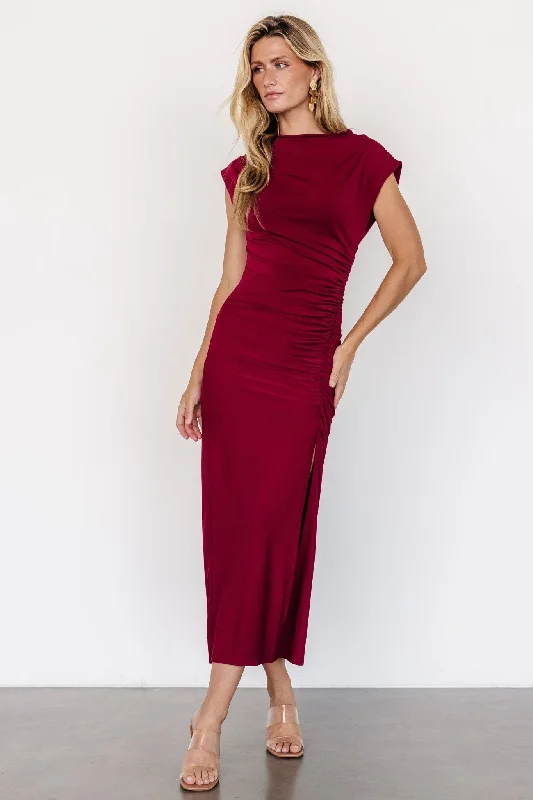 Maxi dresses with beaded embellishments for a fancy and luxurious eventSasha Ruched Maxi Dress | Berry Maxi dresses with beaded embellishments for a fancy and luxurious eventSasha Ruched Maxi Dress | Berry