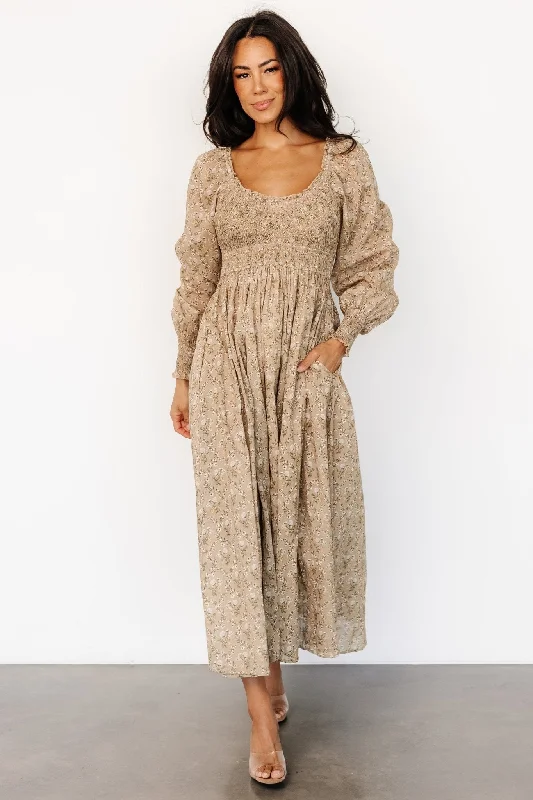 Maxi dresses with one - shoulder designs for a stylish and asymmetric lookTruman Smocked Dress | Olive Floral Maxi dresses with one - shoulder designs for a stylish and asymmetric lookTruman Smocked Dress | Olive Floral