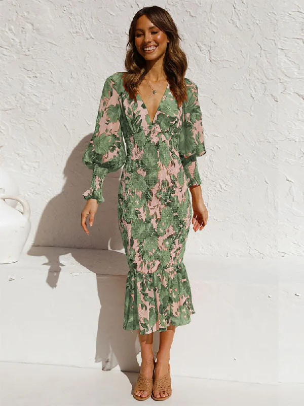 Ruffled maxi dresses with a tiered skirt for added volumeFashionSierra - Women Sexy V Neck Floral Printed Ruffle Maxi Dresses Ruffled maxi dresses with a tiered skirt for added volumeFashionSierra - Women Sexy V Neck Floral Printed Ruffle Maxi Dresses