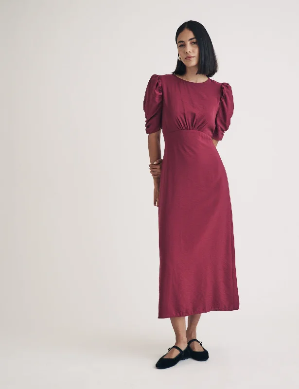 Burgundy Evie Midi Dress