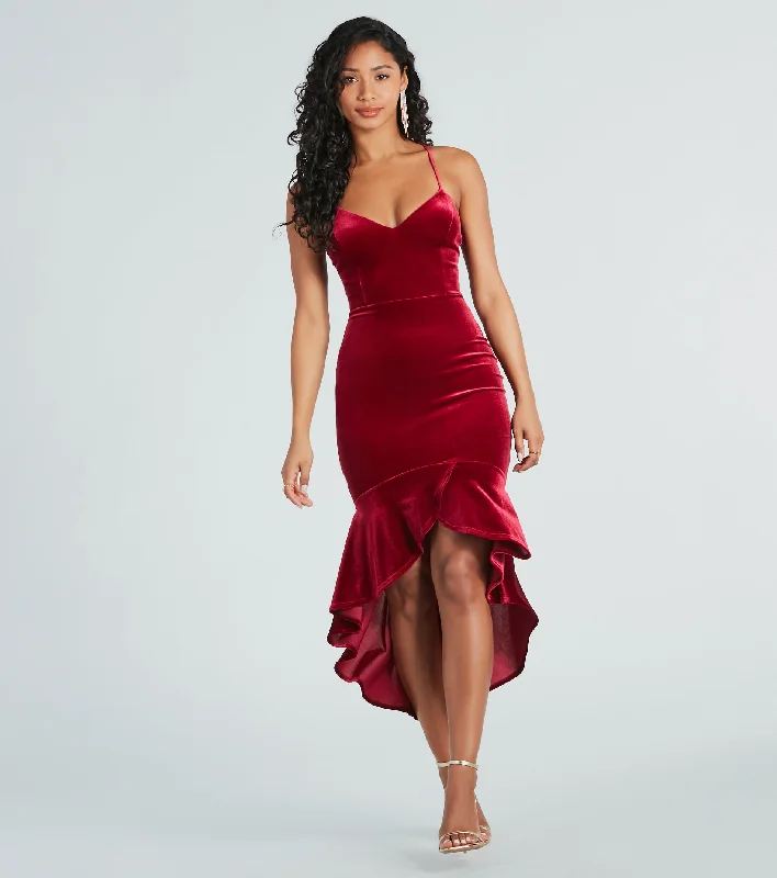 Midi dresses with ruffled hems for a romantic date nightFeeling Sultry Velvet Mermaid Midi Dress Midi dresses with ruffled hems for a romantic date nightFeeling Sultry Velvet Mermaid Midi Dress