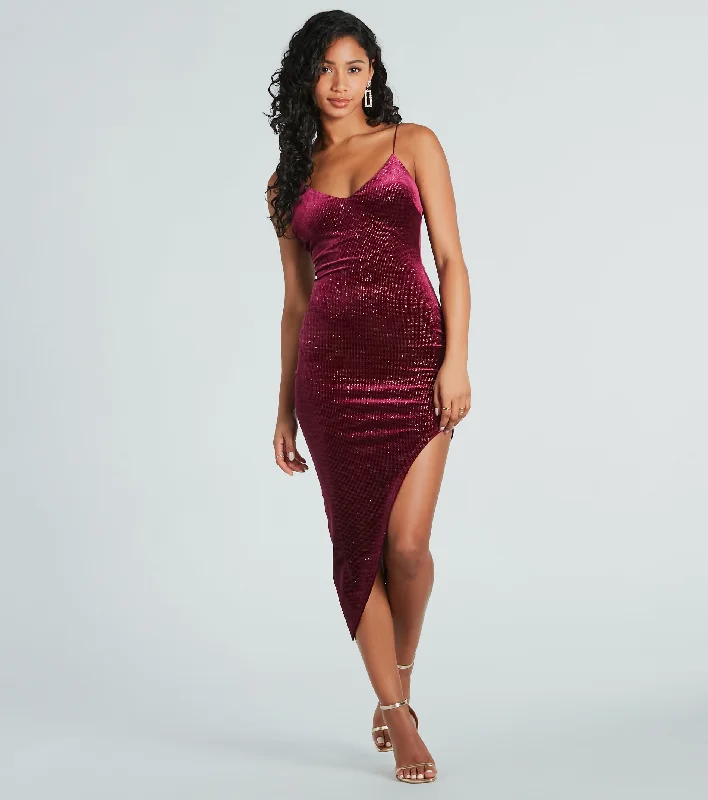 Midi dresses with lace - up fronts for a unique and adjustable styleGlam Spark Glitter Velvet Midi Dress Midi dresses with lace - up fronts for a unique and adjustable styleGlam Spark Glitter Velvet Midi Dress