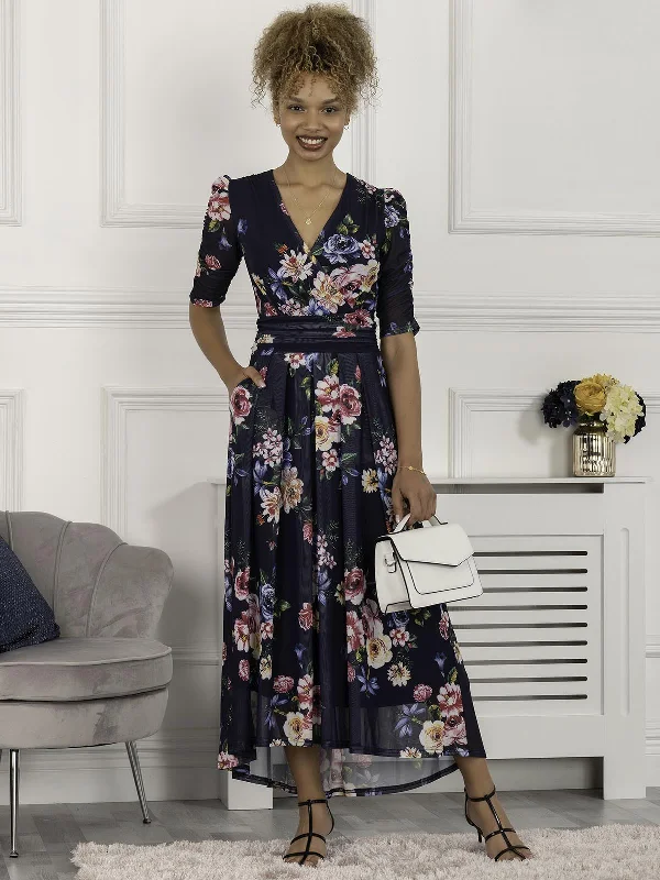 Midi dresses with satin - finish fabrics for a luxurious feelHaizley Floral Print Mesh Maxi Dress, Navy Midi dresses with satin - finish fabrics for a luxurious feelHaizley Floral Print Mesh Maxi Dress, Navy