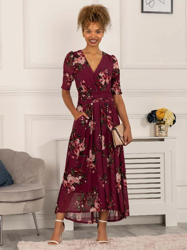 High - low midi dresses with geometric patterns for a modern partyHaizley Floral Print Mesh Maxi Dress, Mauve Purple High - low midi dresses with geometric patterns for a modern partyHaizley Floral Print Mesh Maxi Dress, Mauve Purple