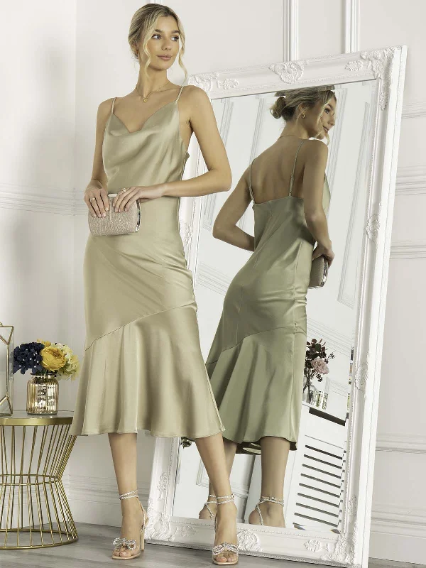 Midi dresses with cold - shoulder cutouts for a trendy styleJolie Moi Alaysha Cowl Neck Satin Dress, Light Olive Midi dresses with cold - shoulder cutouts for a trendy styleJolie Moi Alaysha Cowl Neck Satin Dress, Light Olive