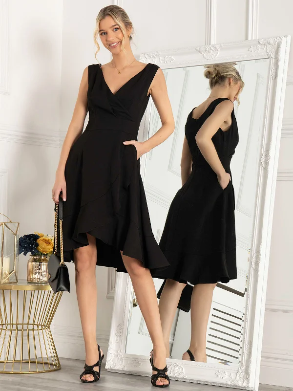 Midi dresses with bow accents for a sweet and charming lookJolie Moi Eliza Frill Hem Dress, Black Midi dresses with bow accents for a sweet and charming lookJolie Moi Eliza Frill Hem Dress, Black