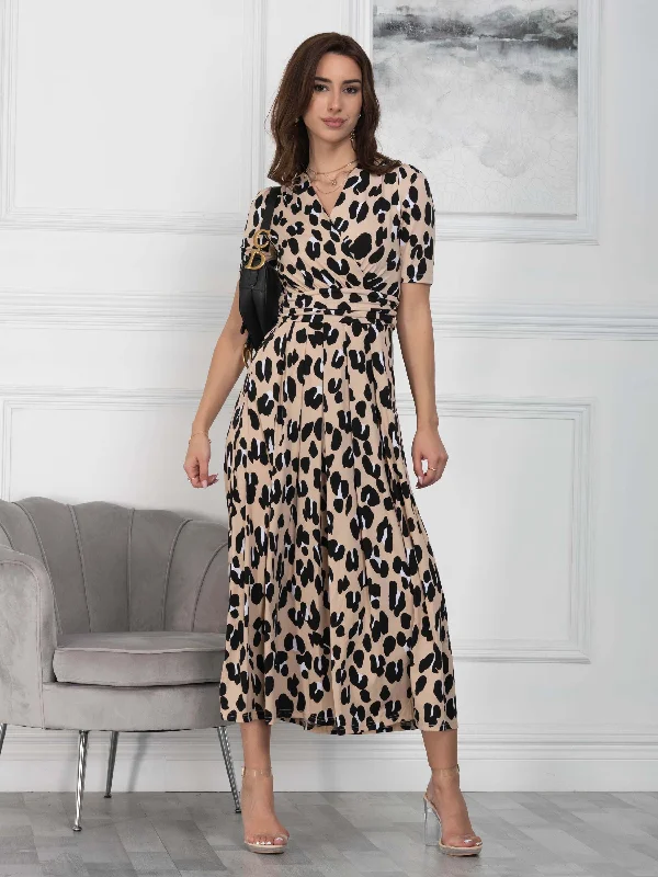 Sleeveless midi dresses with lace details for summer weddingsJolie Moi Kiera Wrap Front Maxi Dress, Camel Animal Sleeveless midi dresses with lace details for summer weddingsJolie Moi Kiera Wrap Front Maxi Dress, Camel Animal