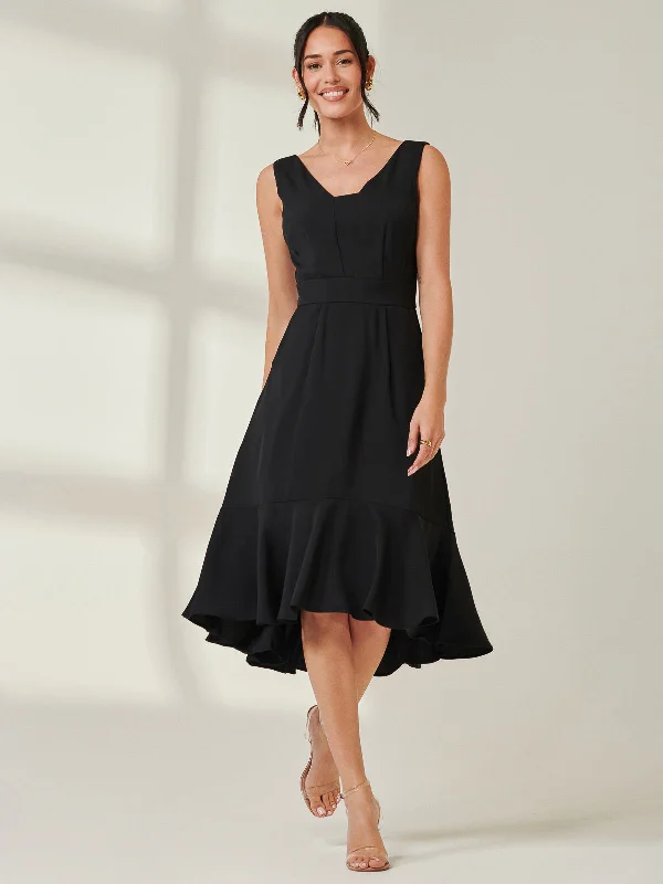 Midi dresses with denim fabric for a casual yet stylish day outJolie Moi Palmer Dip Hem Shift Dress, Black Midi dresses with denim fabric for a casual yet stylish day outJolie Moi Palmer Dip Hem Shift Dress, Black