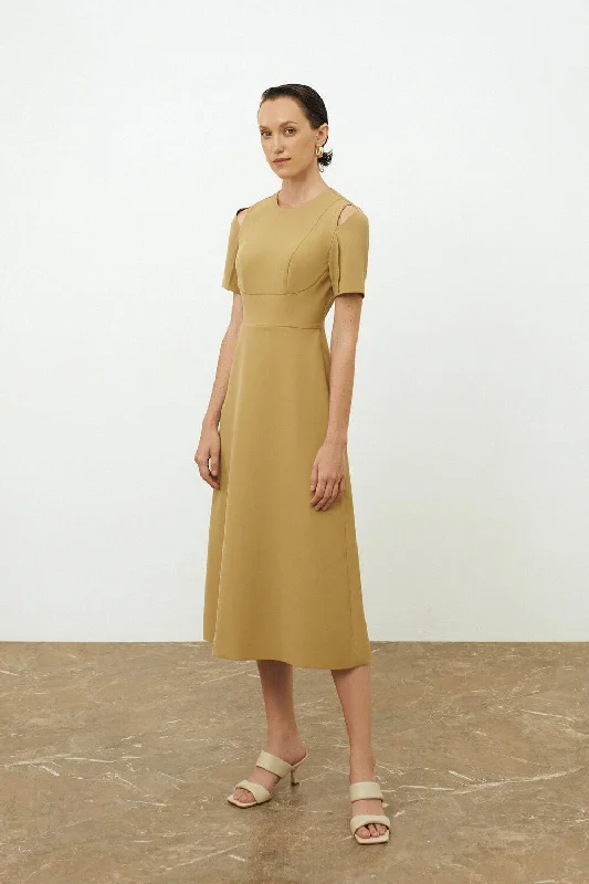 Sleeveless midi dresses with lace details for summer weddingsLana Open Shoulder Dress Sleeveless midi dresses with lace details for summer weddingsLana Open Shoulder Dress