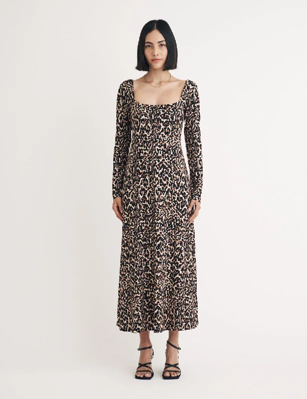 Leopard Print Aidie Midi Dress