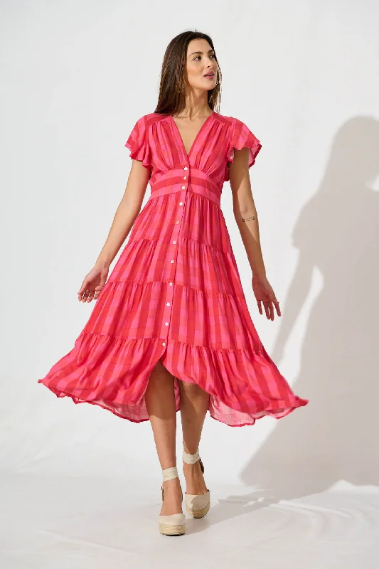 Lively Midi Dress In Red Stripe