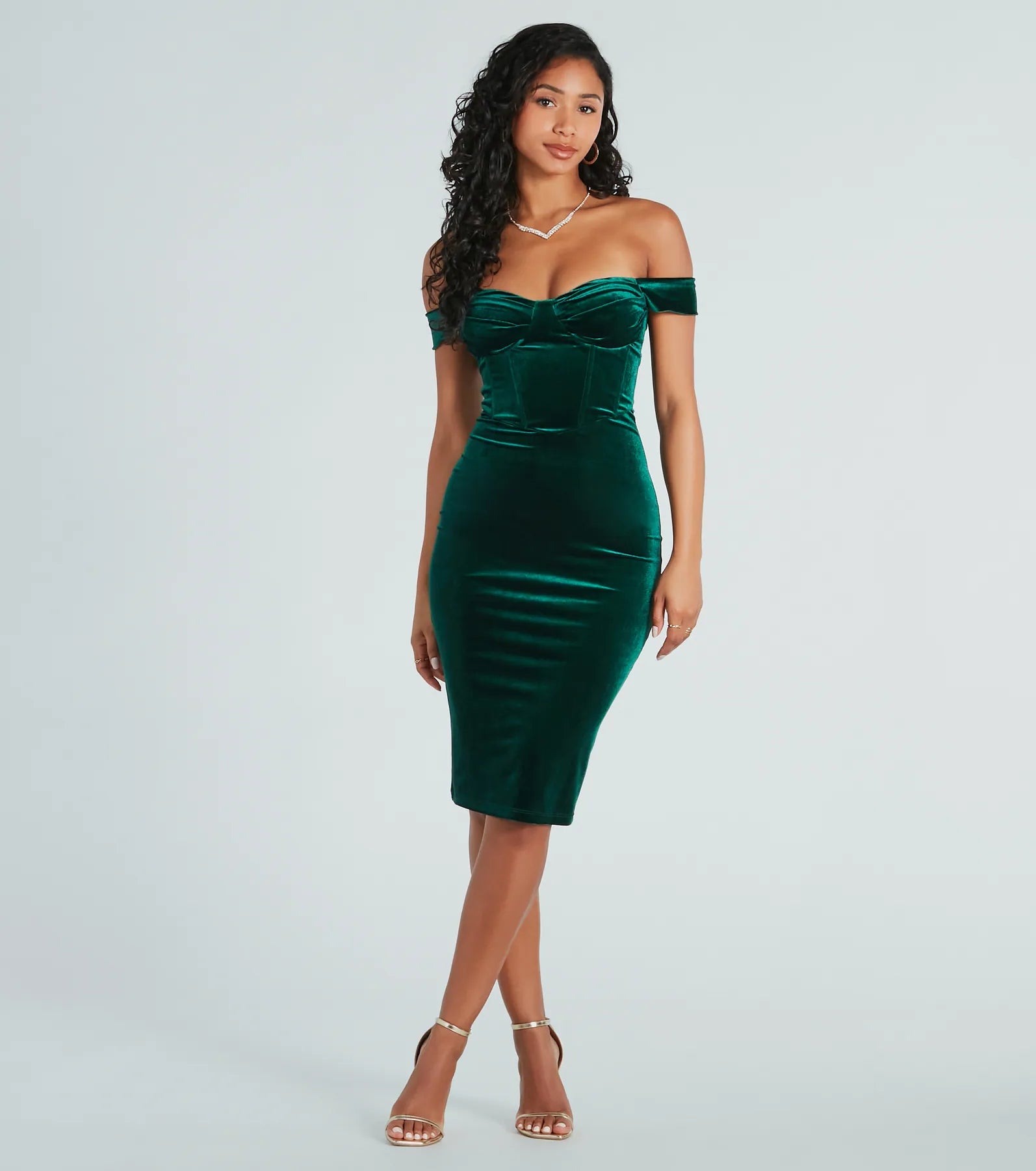 Midi dresses with pom - pom trims for a playful and festive lookLuxe State Of Mind Velvet Corset Midi Dress Midi dresses with pom - pom trims for a playful and festive lookLuxe State Of Mind Velvet Corset Midi Dress
