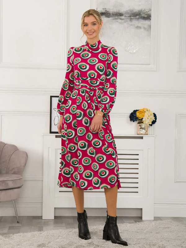 Midi dresses with ruched sleeves for a more fitted and stylish arm lookPolo Neck Long Sleeve Midi Dress, Plum Midi dresses with ruched sleeves for a more fitted and stylish arm lookPolo Neck Long Sleeve Midi Dress, Plum