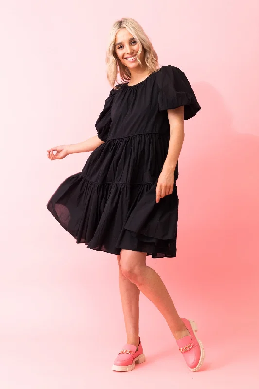 Mini dresses with fringe for a bohemian styleBrittany Cotton Dress Black