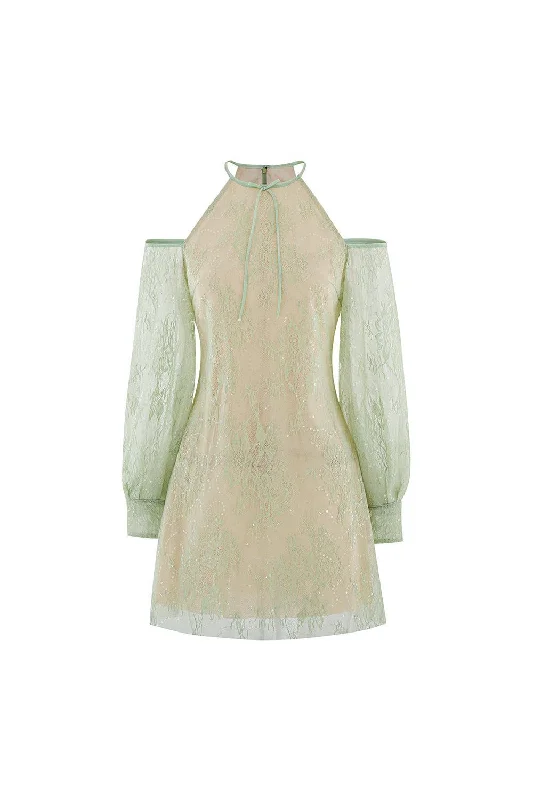 Mini dresses with criss - cross backs for a flirty lookClaire Straight Cold Shoulder Sleeved Lace Mini Dress Mini dresses with criss - cross backs for a flirty lookClaire Straight Cold Shoulder Sleeved Lace Mini Dress