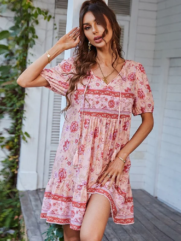 Mini dresses with empire waists for a flattering fitFashionSierra - Boho Floral Print High Waist Ruffles Sleeve Mini Dress Mini dresses with empire waists for a flattering fitFashionSierra - Boho Floral Print High Waist Ruffles Sleeve Mini Dress