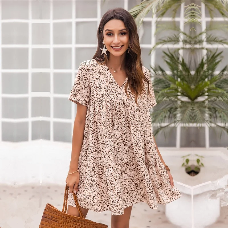 Mini dresses with patchwork designs for a unique styleFashionSierra - Dot Print Loose Ruffles Short V Neck Casual Sundress Mini dresses with patchwork designs for a unique styleFashionSierra - Dot Print Loose Ruffles Short V Neck Casual Sundress