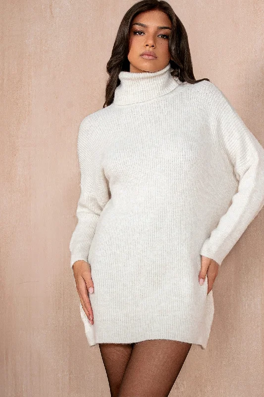 Mini dresses with one - shoulder designsPennie Cream Knit Jumper Dress