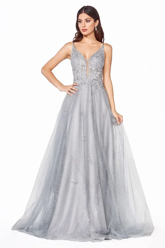 Wedding guest dresses with high - low hems and floral appliquesCinderella Divine CD50 Long Spaghetti Strap Evening Prom Dress Wedding guest dresses with high - low hems and floral appliquesCinderella Divine CD50 Long Spaghetti Strap Evening Prom Dress
