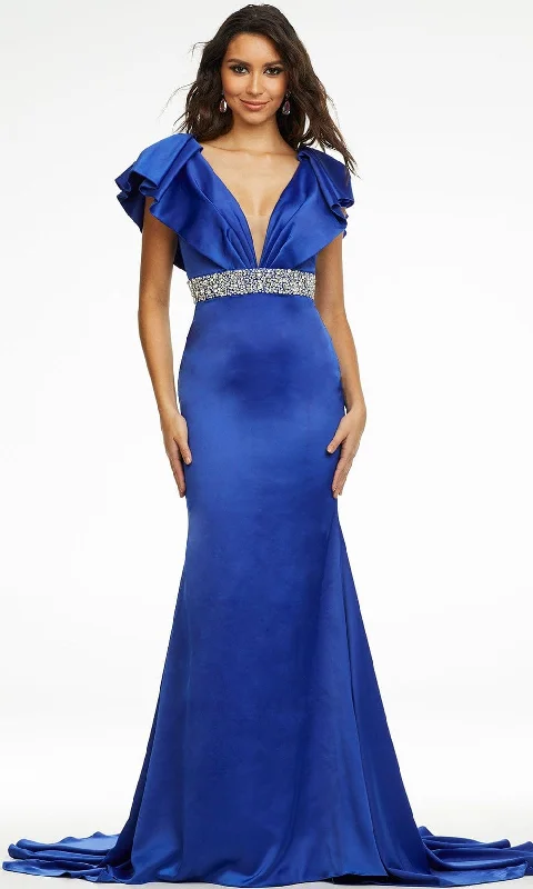 Ashley Lauren - 11130 Ruffled V-Neck Trumpet Gown