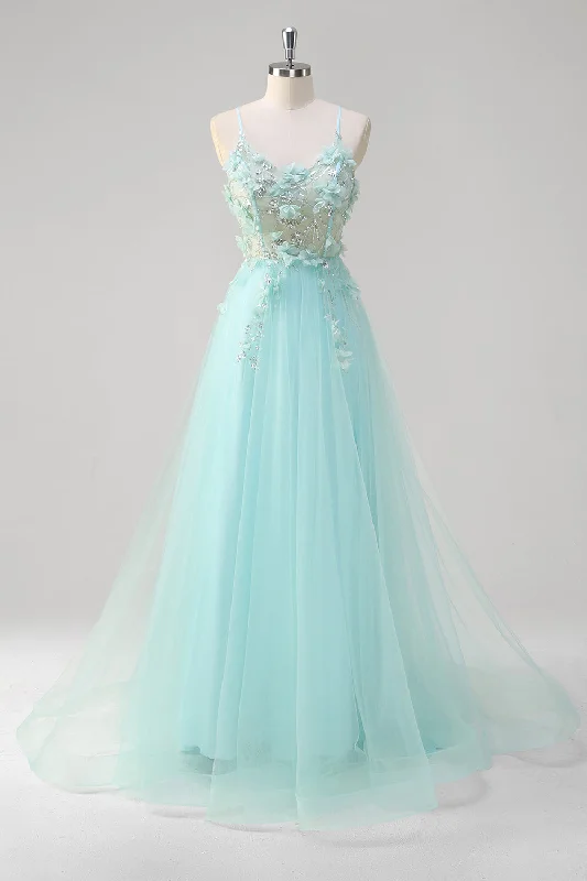 Sleeveless cocktail dresses in a silk - blend fabric for a luxurious feelGreen A Line Spaghetti Straps Sequin Tulle Prom Dress With 3D Flowers Sleeveless cocktail dresses in a silk - blend fabric for a luxurious feelGreen A Line Spaghetti Straps Sequin Tulle Prom Dress With 3D Flowers