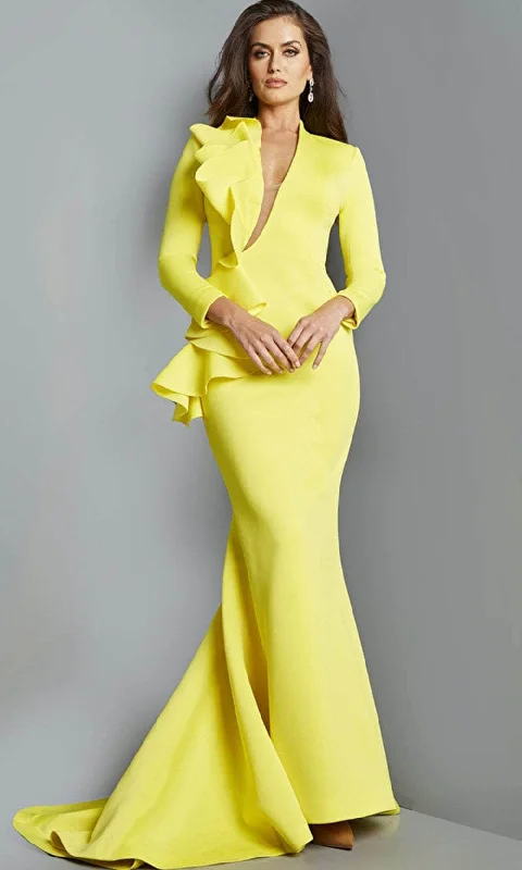 Wedding guest dresses with high - low hems and floral appliquesJovani 07934 - Long Sleeve Evening Mother of the Bride Gown Wedding guest dresses with high - low hems and floral appliquesJovani 07934 - Long Sleeve Evening Mother of the Bride Gown