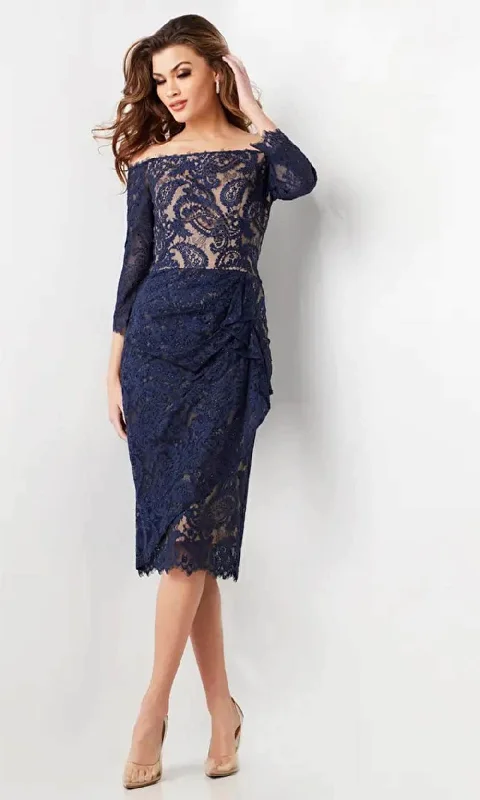Cocktail dresses with a tiered skirt and a bow at the waistJovani 23814 - Off-Shoulder Lace Formal Dress Cocktail dresses with a tiered skirt and a bow at the waistJovani 23814 - Off-Shoulder Lace Formal Dress