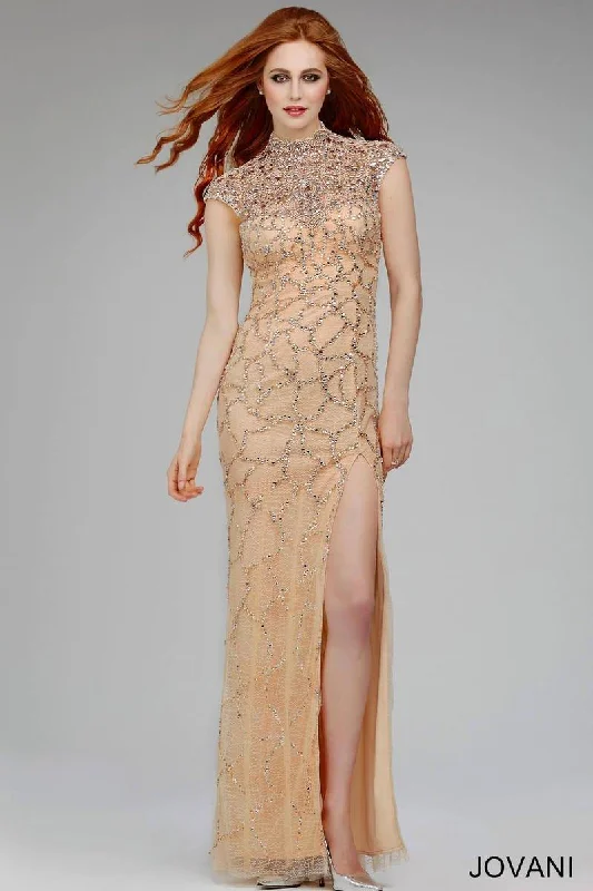 Bodycon dress for a music festival​Jovani 78633 Cap Sleeve Long Prom Dress